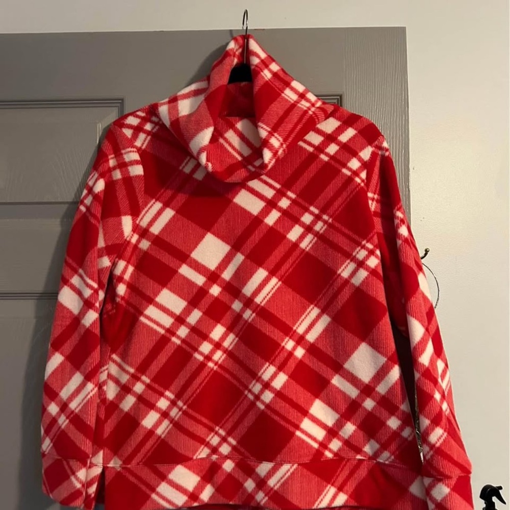 Talbots Red and White Turtleneck Sweater